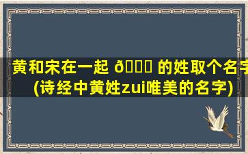 黄和宋在一起 🐅 的姓取个名字(诗经中黄姓zui
唯美的名字)
